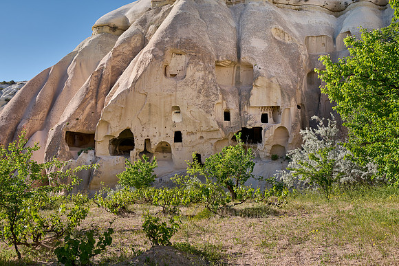 cave dwellings in landscape of Rose Valley Goreme