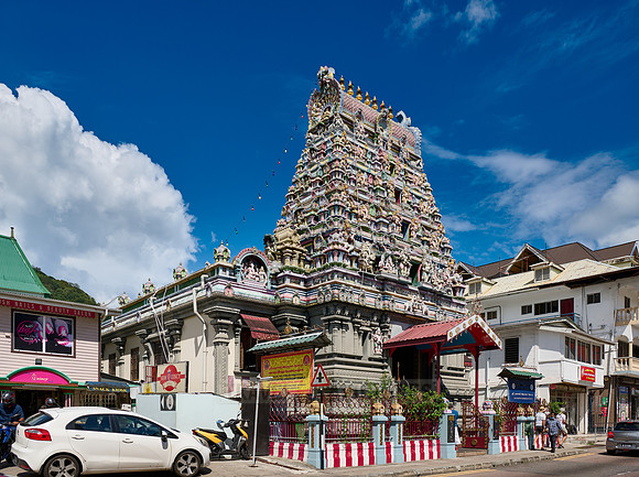 Colorful facade of  Sri Vinayagar Navasakthi Hindu temple in Victoria