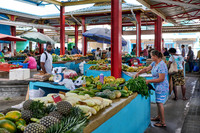 vegetable and fruit stalls on Sir Selwyn Clarke Market