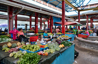 vegetable and fruit stalls on Sir Selwyn Clarke Market