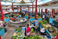 vegetable and fruit stalls on Sir Selwyn Clarke Market