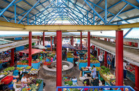 vegetable and fruit stalls on Sir Selwyn Clarke Market