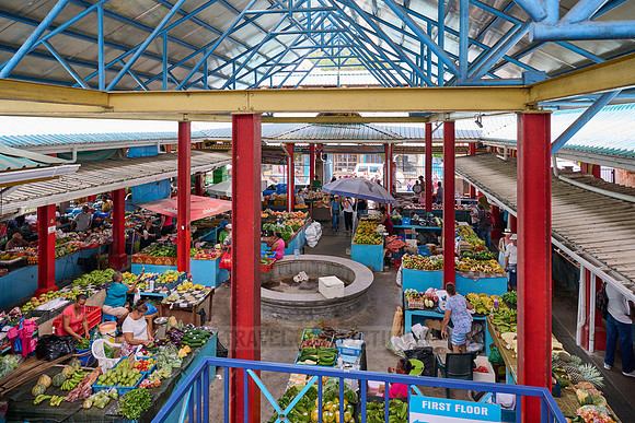 vegetable and fruit stalls on Sir Selwyn Clarke Market
