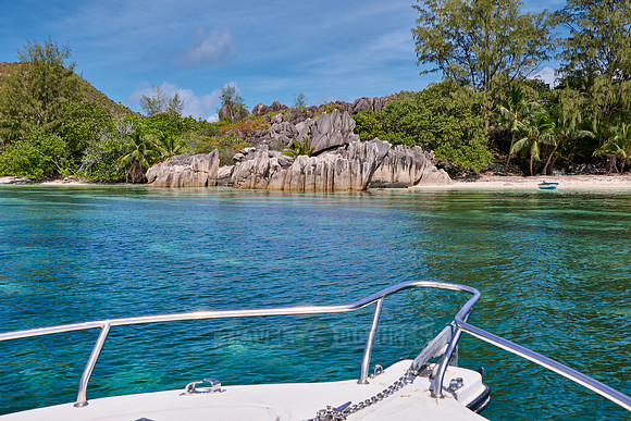 rock formation on beach of Curieuse island