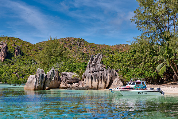 rock formation on beach of Curieuse island
