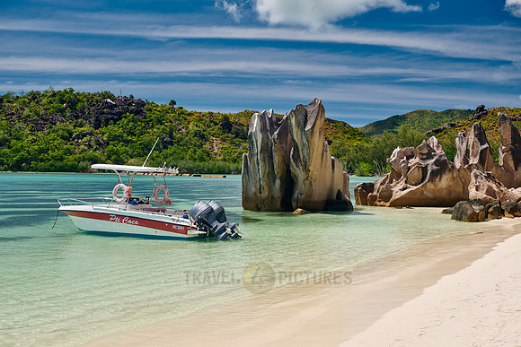 rock formation on beach of Curieuse island