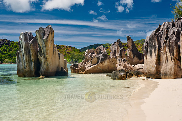 rock formation on beach of Curieuse island