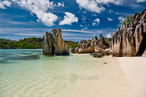 rock formation on beach of Curieuse island