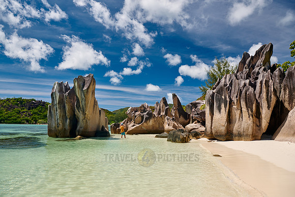 rock formation on beach of Curieuse island