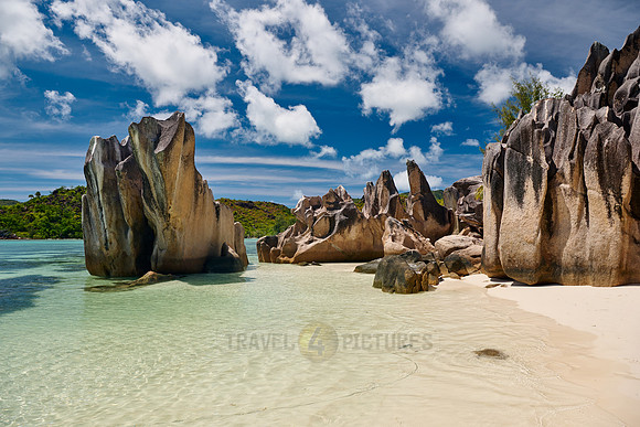 rock formation on beach of Curieuse island