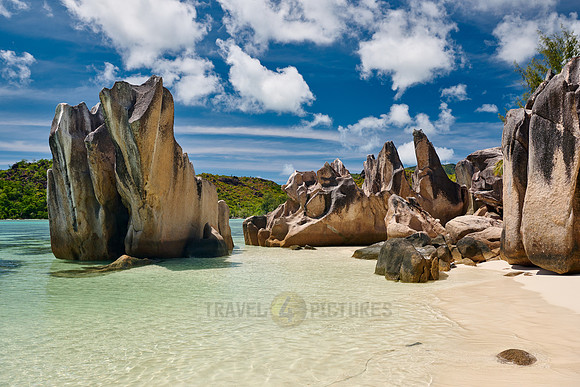 rock formation on beach of Curieuse island
