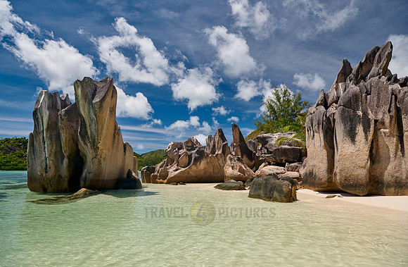 rock formation on beach of Curieuse island