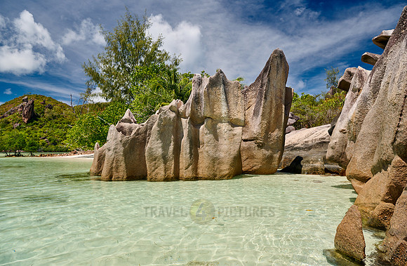 rock formation on beach of Curieuse island