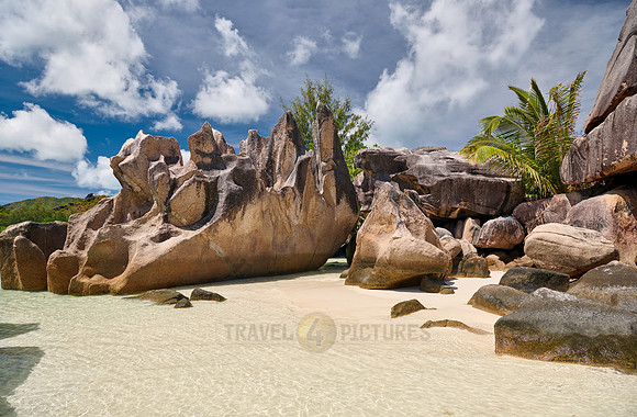 rock formation on beach of Curieuse island