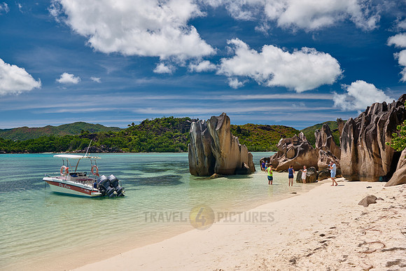 rock formation on beach of Curieuse island