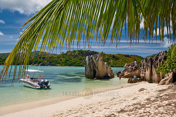 rock formation on beach of Curieuse island