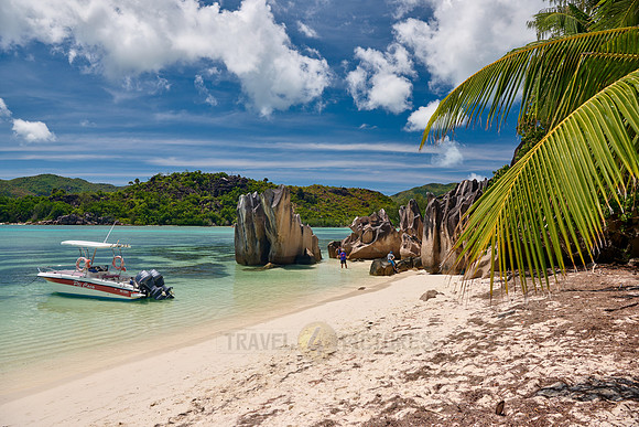 rock formation on beach of Curieuse island