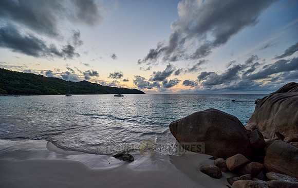 sunset at Anse Lazio