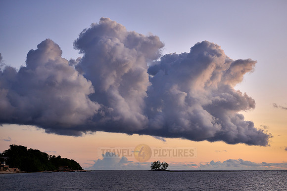 clouds and sunset at beach of Anse Reunion, La Digue