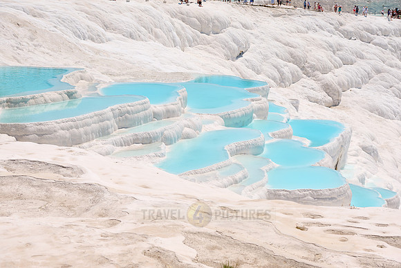 blue pools of Pamukkale travertine terraces