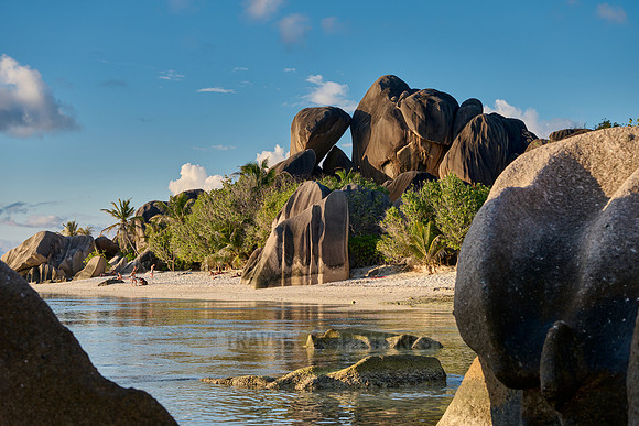 characteristic rock formation on the beach of Anse Source D'Argent, L'Union Estate, La Digue