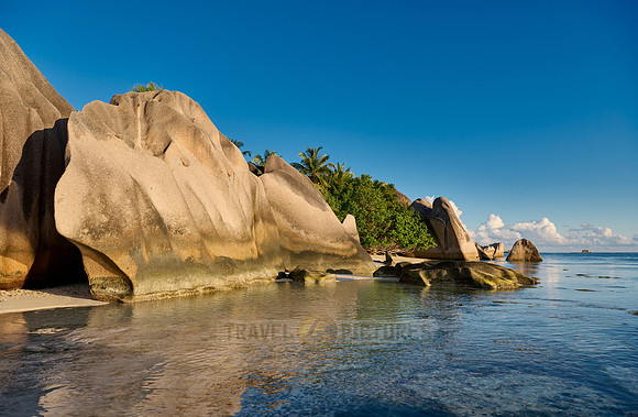 characteristic rock formation on the beach of Anse Source D'Argent, L'Union Estate, La Digue