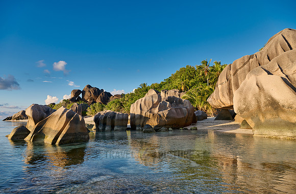 characteristic rock formation on the beach of Anse Source D'Argent, L'Union Estate, La Digue