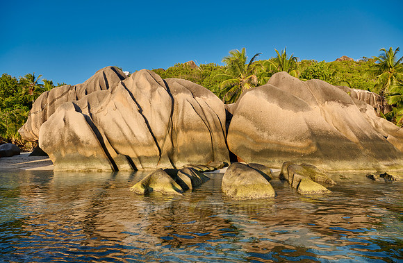 characteristic rock formation on the beach of Anse Source D'Argent, L'Union Estate, La Digue