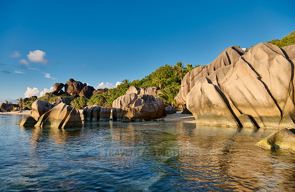 characteristic rock formation on the beach of Anse Source D'Argent, L'Union Estate, La Digue