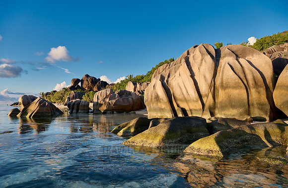 characteristic rock formation on the beach of Anse Source D'Argent, L'Union Estate, La Digue