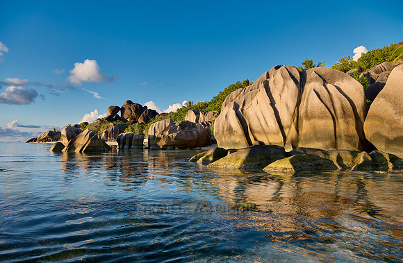 characteristic rock formation on the beach of Anse Source D'Argent, L'Union Estate, La Digue