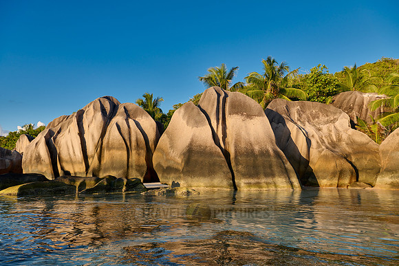 characteristic rock formation on the beach of Anse Source D'Argent, L'Union Estate, La Digue