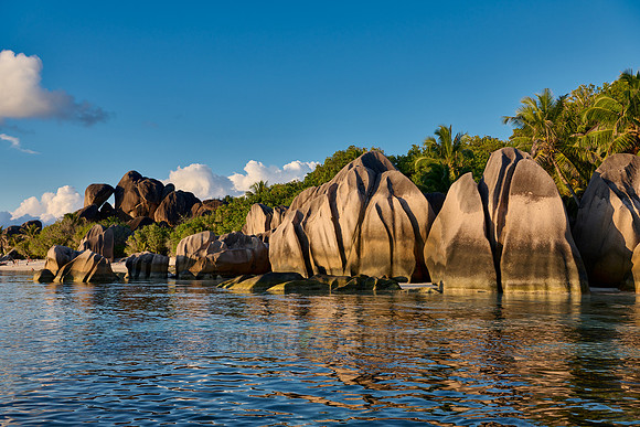 characteristic rock formation on the beach of Anse Source D'Argent, L'Union Estate, La Digue