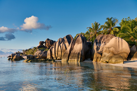 characteristic rock formation on the beach of Anse Source D'Argent, L'Union Estate, La Digue