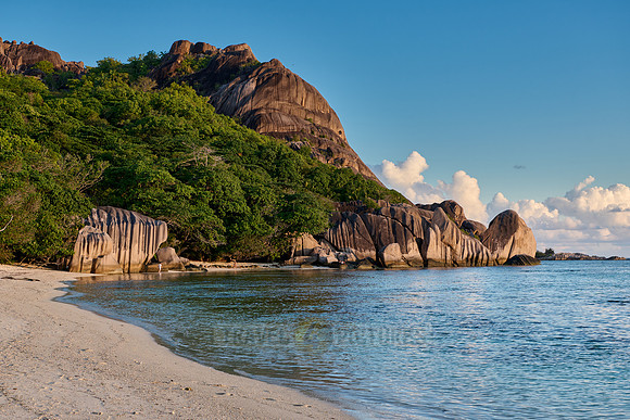 characteristic rock formation on the beach of Anse Source D'Argent, L'Union Estate, La Digue