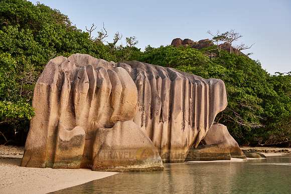 characteristic rock formation on the beach of Anse Source D'Argent, L'Union Estate, La Digue