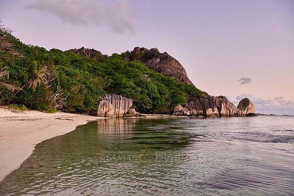 characteristic rock formation on the beach of Anse Source D'Argent, L'Union Estate, La Digue