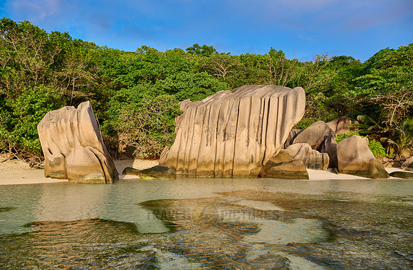 characteristic rock formation on the beach of Anse Source D'Argent, L'Union Estate, La Digue