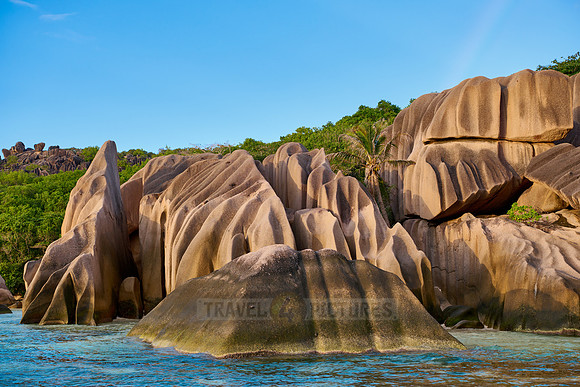characteristic rock formation on the beach of Anse Source D'Argent, L'Union Estate, La Digue