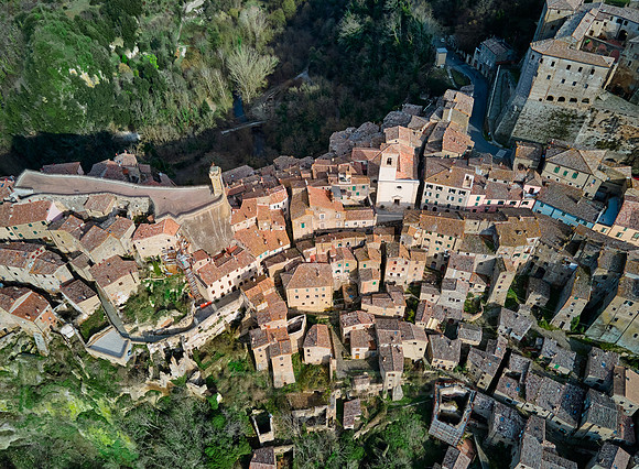 Aerial view of medieval town Sorano