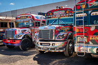 traditional colorful local busses in Antigua