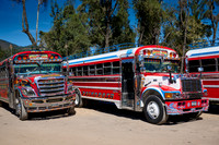 traditional colorful local busses in Antigua