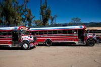 traditional colorful local busses in Antigua