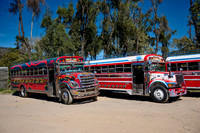 traditional colorful local busses in Antigua