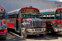 traditional colorful local busses in Antigua