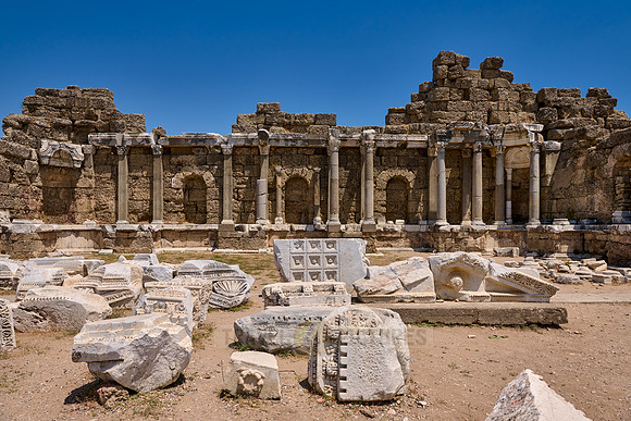 State Agora in ruins of the Roman city of Side