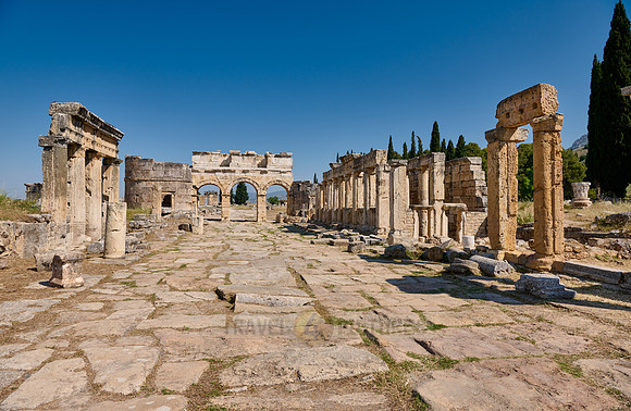 main street with Frontinus Gate or Nothern Gate in Greek Hierapolis