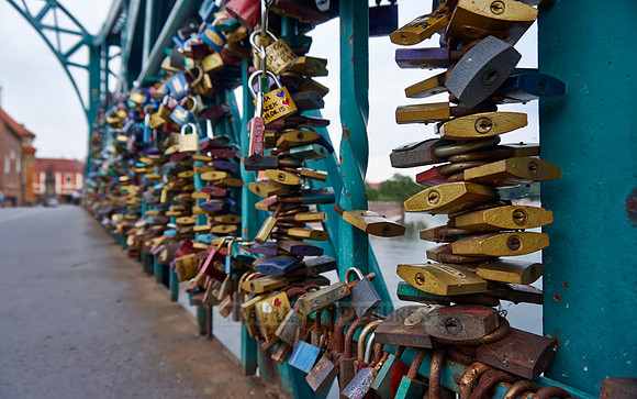 love locks at Tumski Bridge