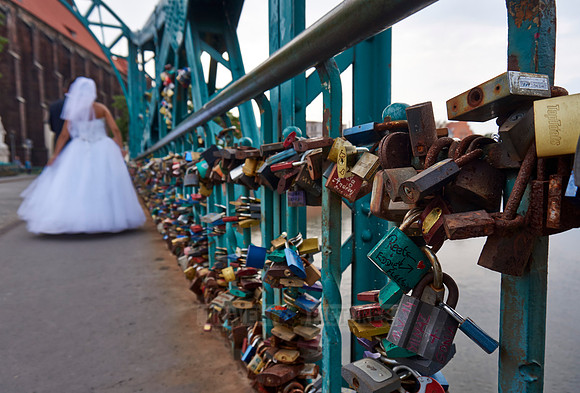 love locks at Tumski Bridge