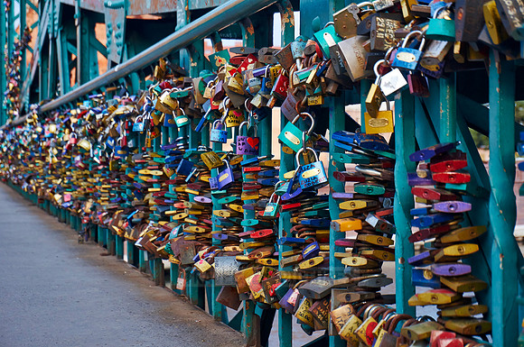 love locks at Tumski Bridge